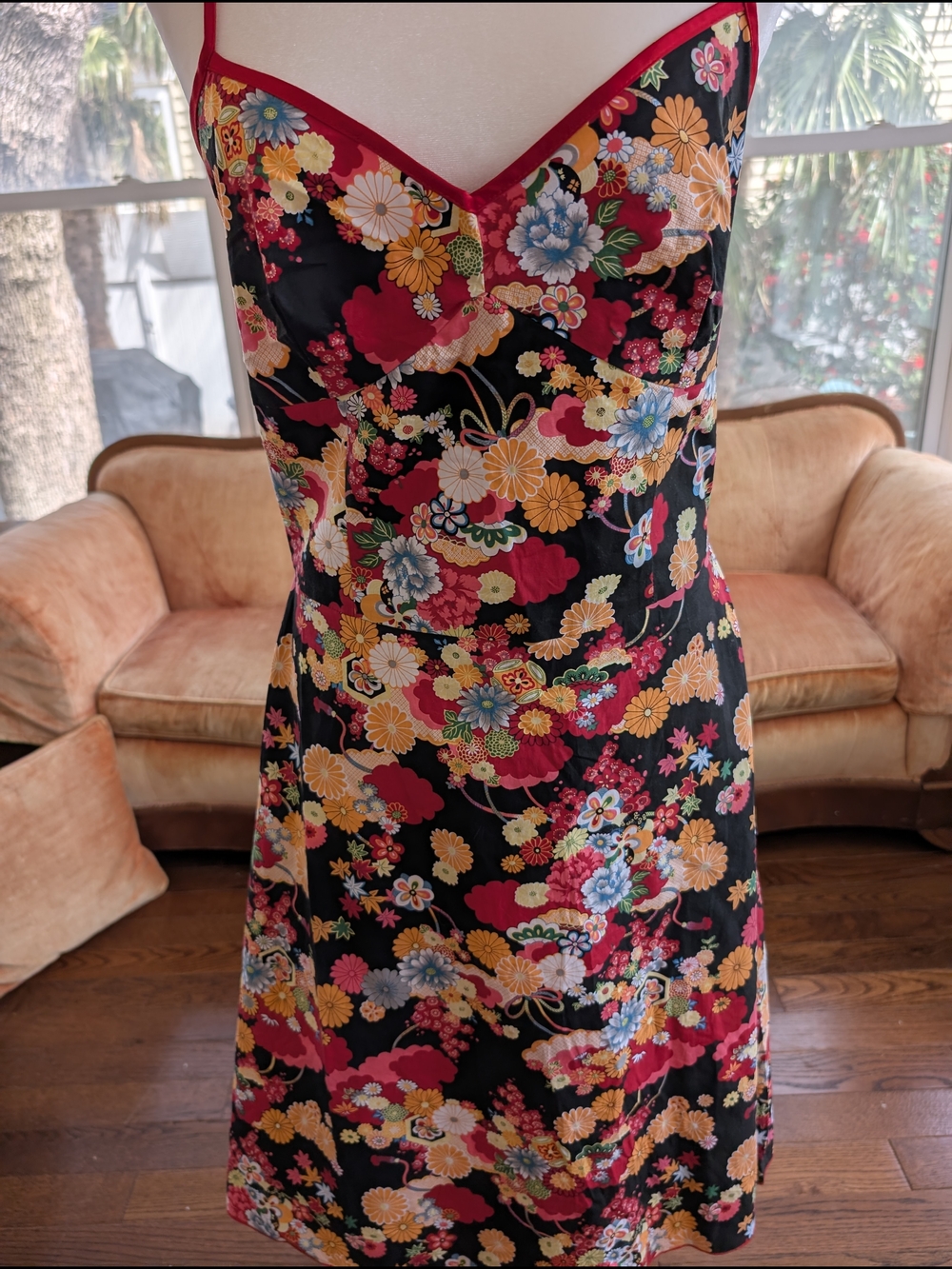 Strapless Floral Slip Dress in Bright Colors Size 13